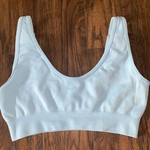 bo + tee baby blue sports bra